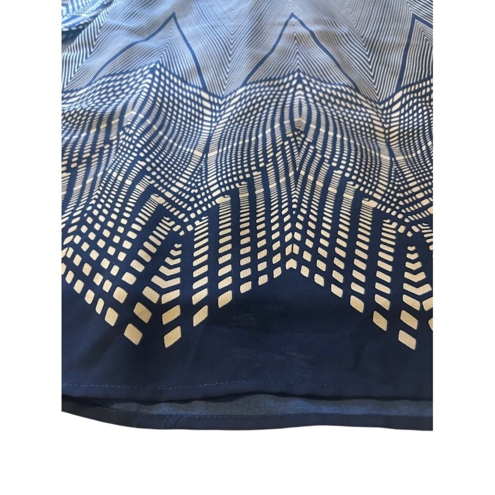 Womens Navy Blue & Beige Geometric Print Dress‎ Small Party Cocktail Event - Picture 5 of 9